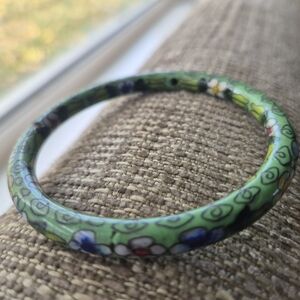 Floral Green Bangle Bracelet